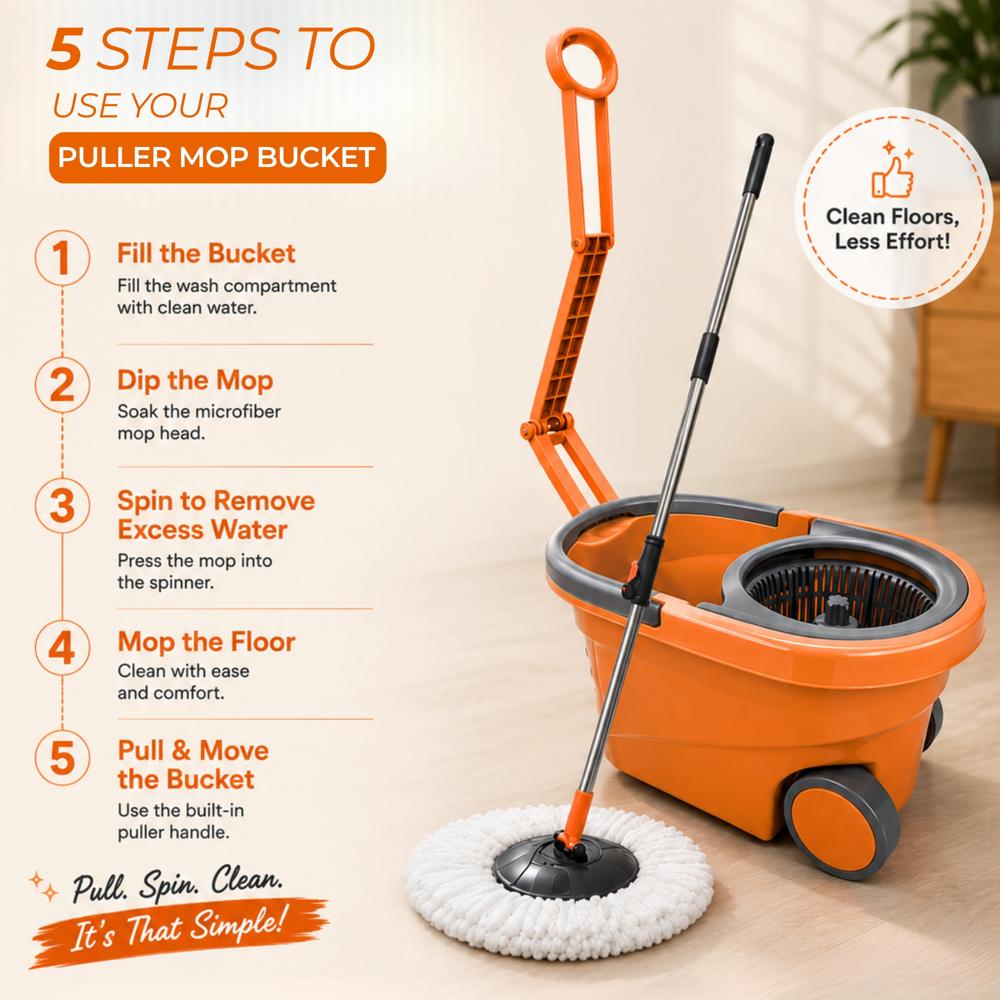 Klyntec Fusion 360 Rotation Spin Mop Bucket with Plastic Wringer