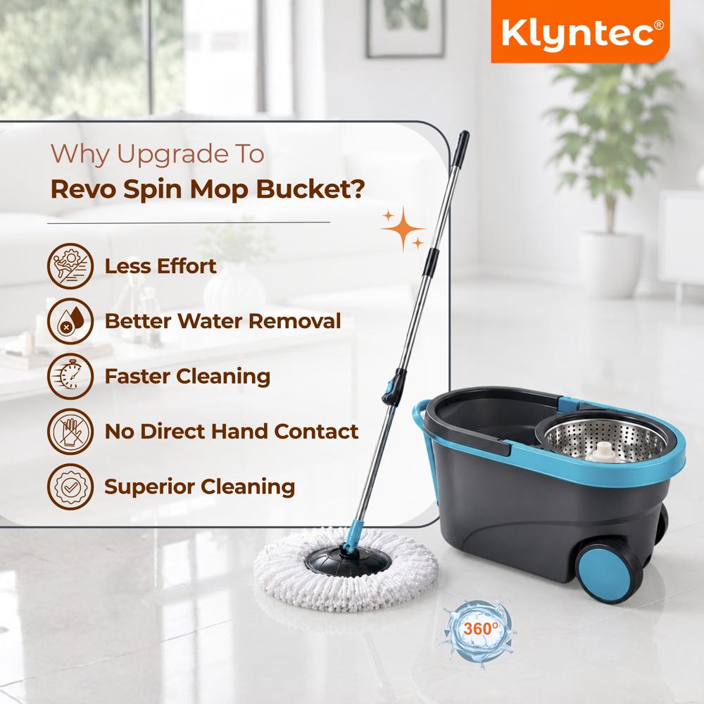Klyntec Fusion Spin Mop Bucket Set (Steel Wringer) 
