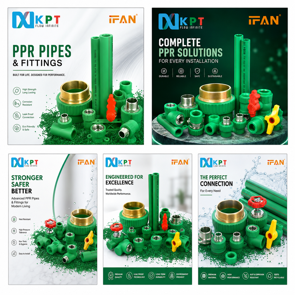 Ppr Pipes And Fittings - Ppr-c Material, 20-160mm Diameter, Green, Heat Fusion Sealed, Iso 15874 Certified, High Impact Strength