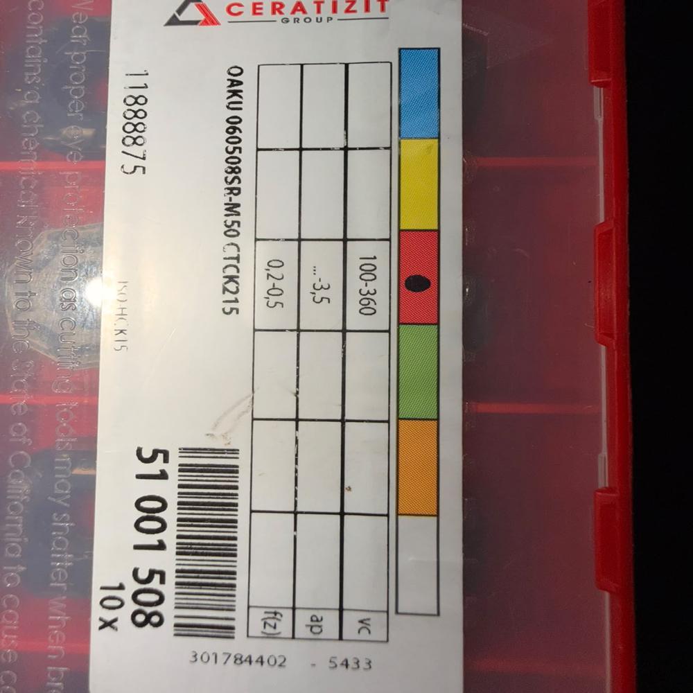 OAKU060508SR-M50 CTCK125 Carbide Milling Insert