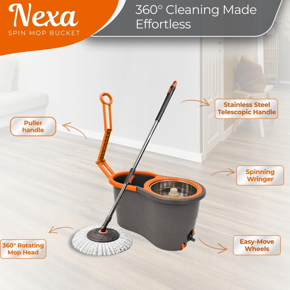 Klyntec Nexa 360 Rotation Spin Mop Bucket with SS Steel Wringer