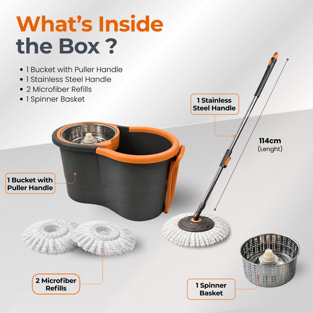 Klyntec Nexa 360 Rotation Spin Mop Bucket with SS Steel Wringer