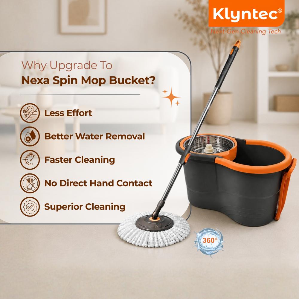 Klyntec Nexa 360 Rotation Spin Mop Bucket with SS Steel Wringer