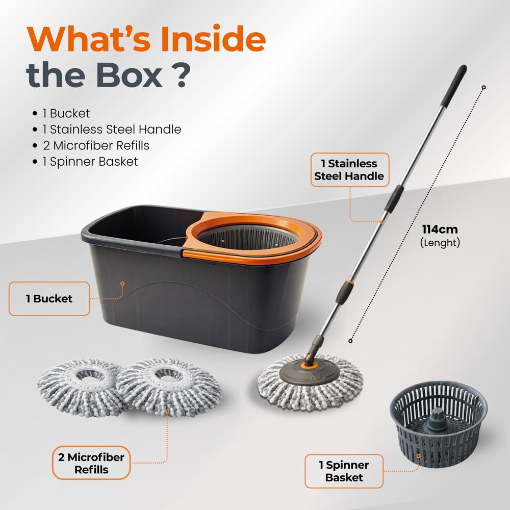 Klyntec Aqua 360 Rotation Spin Mop Bucket with Plastic Wringer