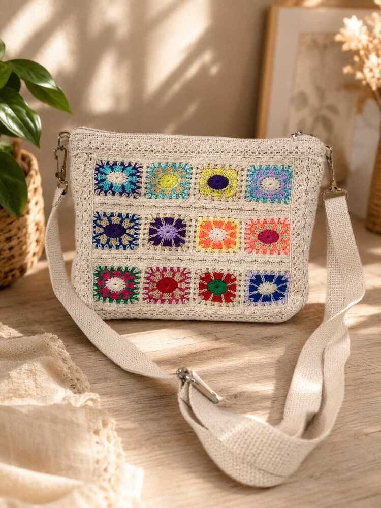 Handmade Crochet Granny Square Tote Bag