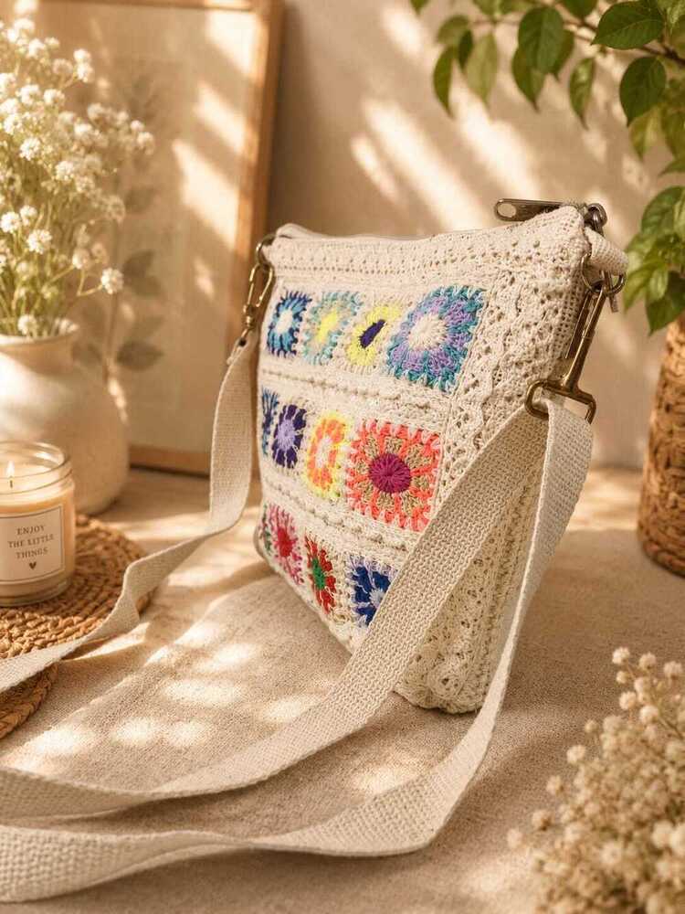 Handmade Crochet Granny Square Tote Bag