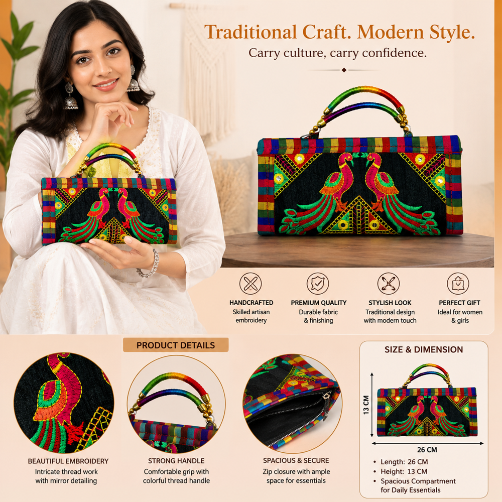 Handmade Traditional Peacock Wallet Clutch  117