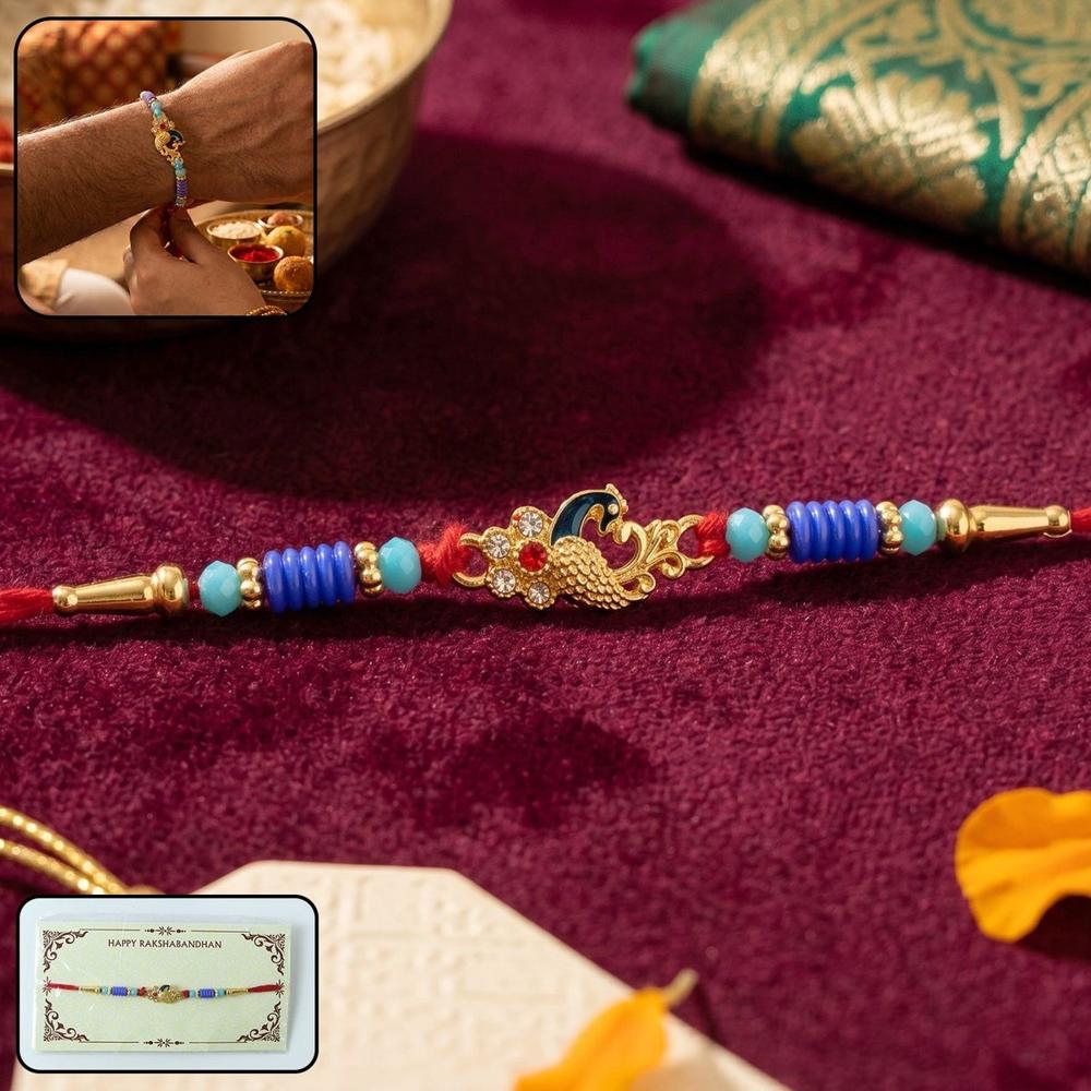 Rakhi - Traditional Thread with Decorative Peacock Design for Rakshabandhan