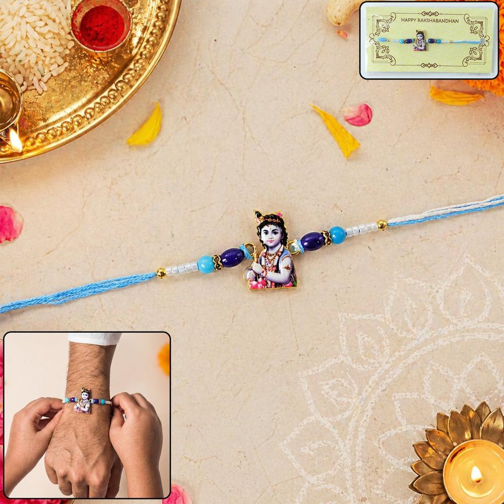 Spiritual Lord Krishna Rakhi - Beautiful & Durable Design For Raksha Bandhan - Application: Multipurpose Use
