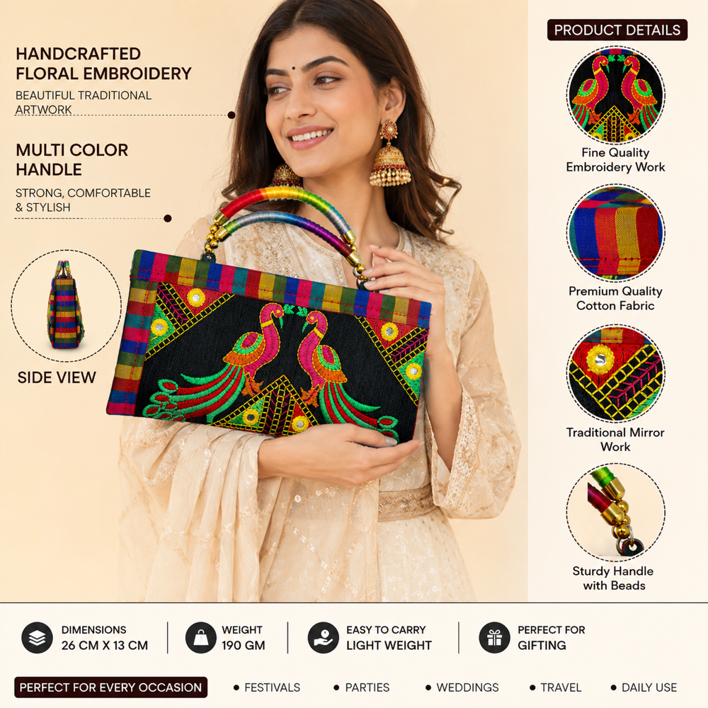 Traditional Peacock Design Fabric Wallet  122