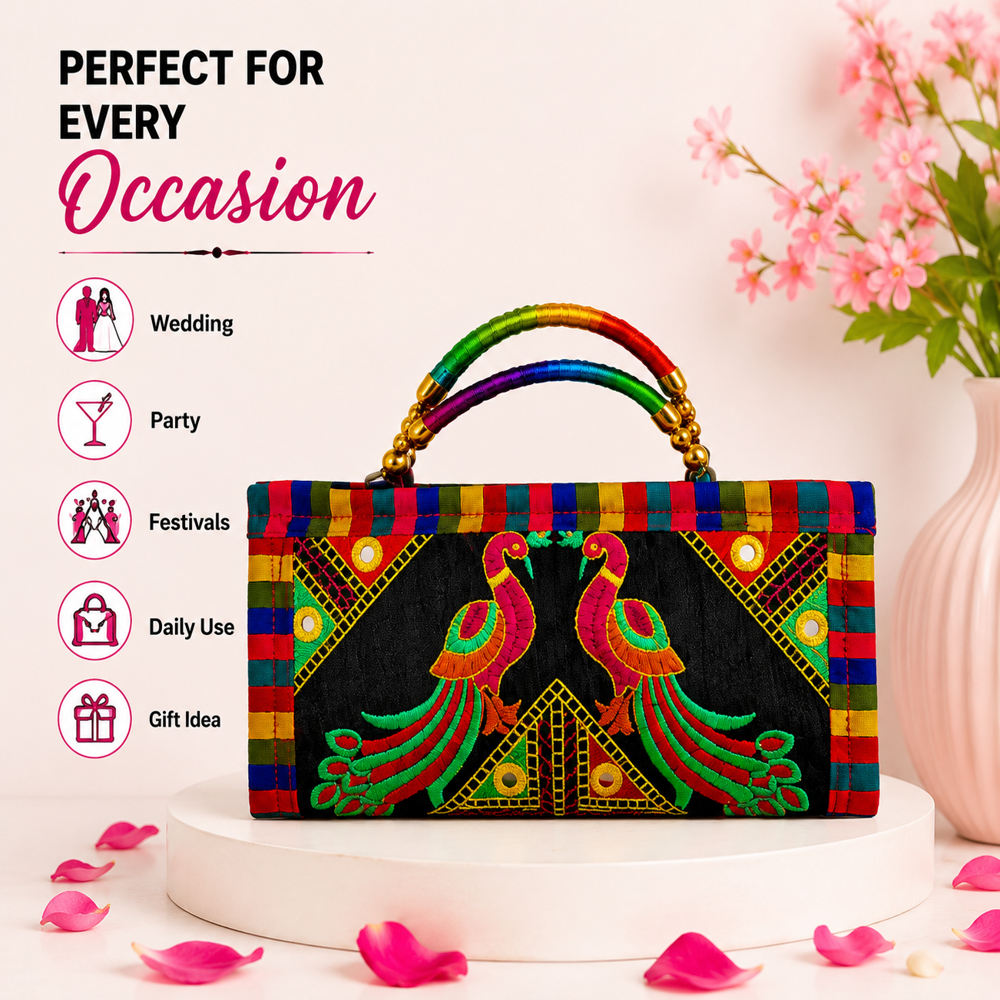 Premium Multicolor Embroidery Purse  123