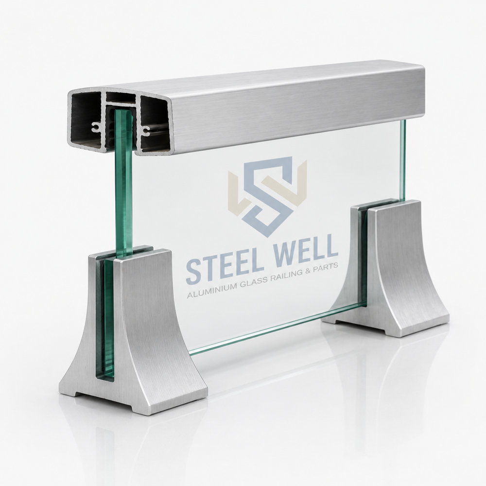 Aluminium Railing Tower Bracket - Metallic Silver Aluminum, Rectangular, Corrosion Resistant, Easy Installation, High Structural Stability