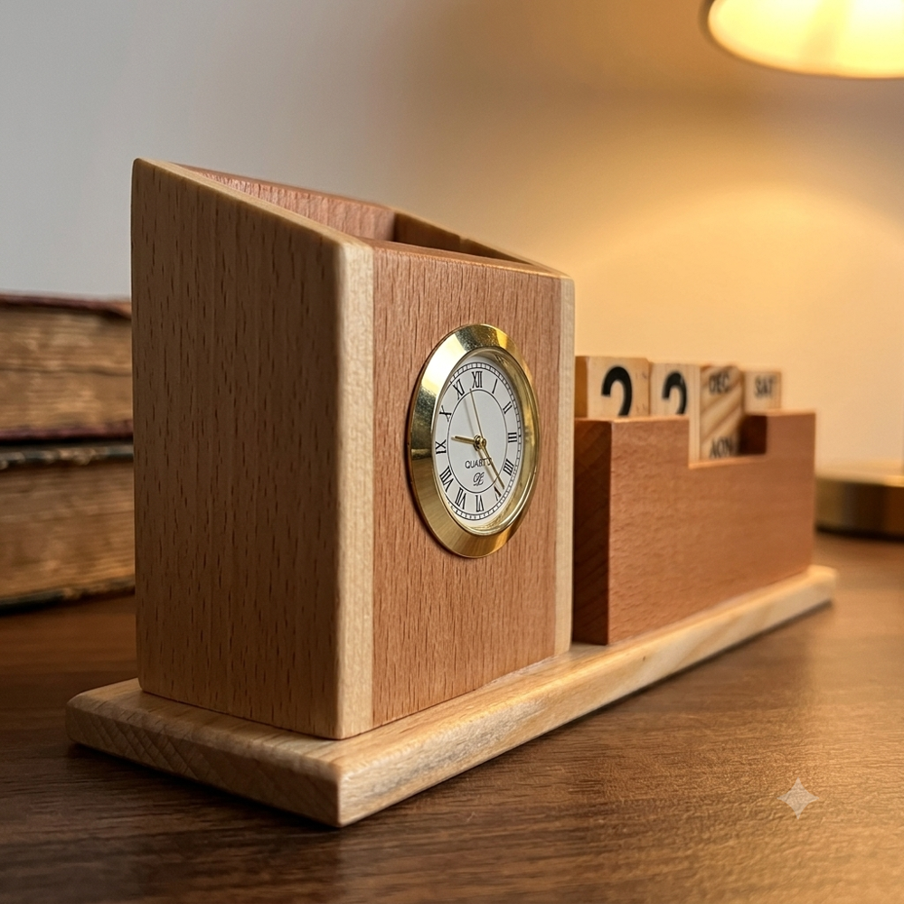Wooden Cubes Pen Stand - Color: Black