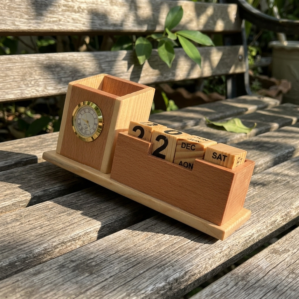 Wooden Cubes Pen Stand - Color: Black