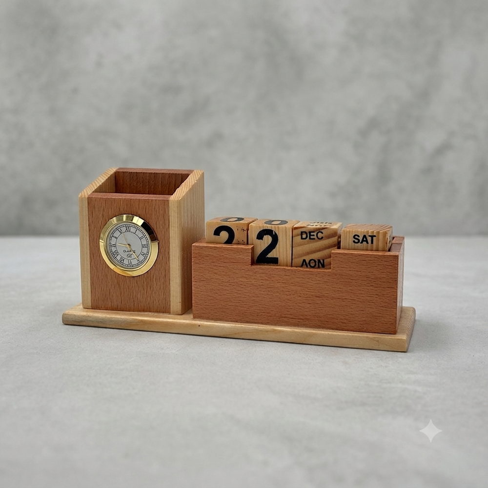 Wooden Cubes Pen Stand - Color: Black