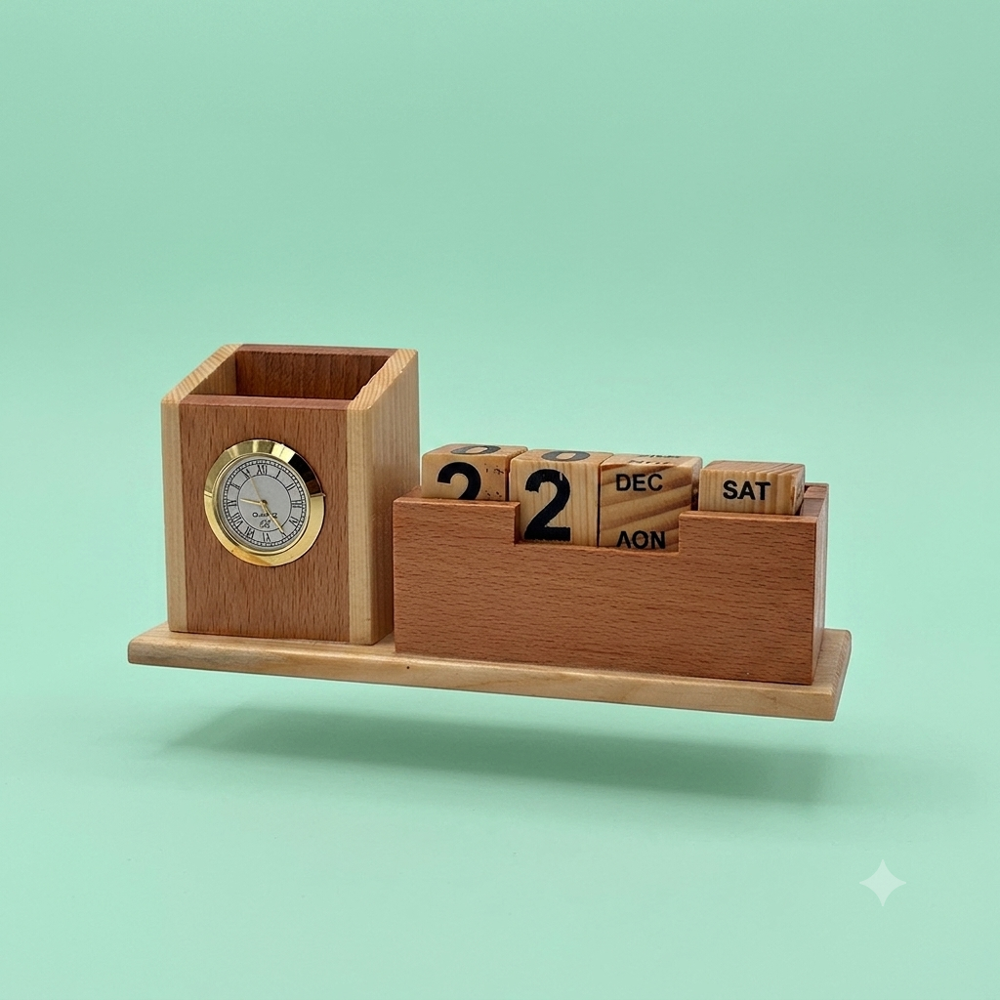 Wooden Cubes Pen Stand - Color: Black