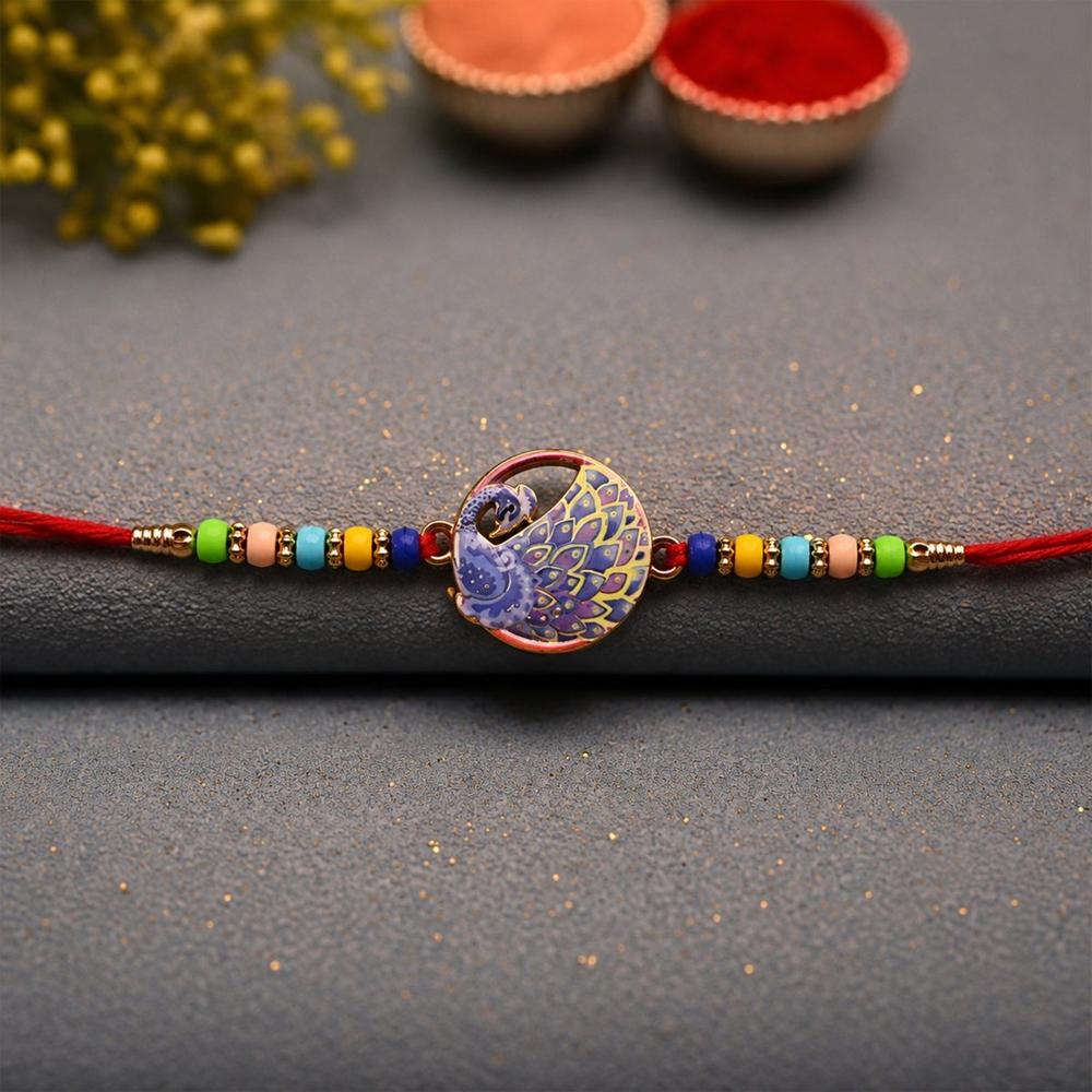 Peacock Rakhi - Vibrant Multicolor Beads for Raksha Bandhan