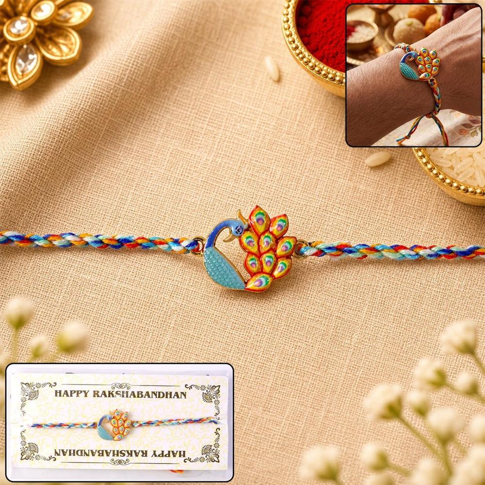 Peacock Rakhi - Colorful & Lightweight for Brothers' Festivity