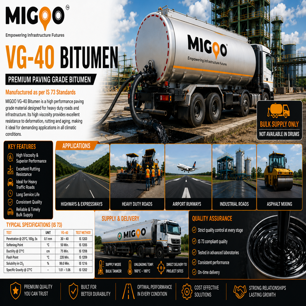 Bitumen Vg 40 - Industrial Grade Bitumen, Durable Black Material For Road Making