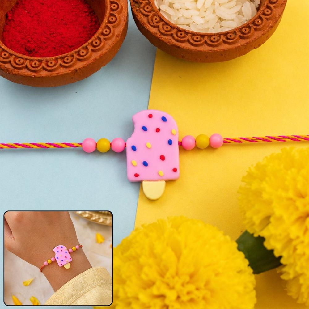 Ice Cream Kids Rakhi - Unique Clay Design For Brother'S Festivity - Application: Multipurpose Use