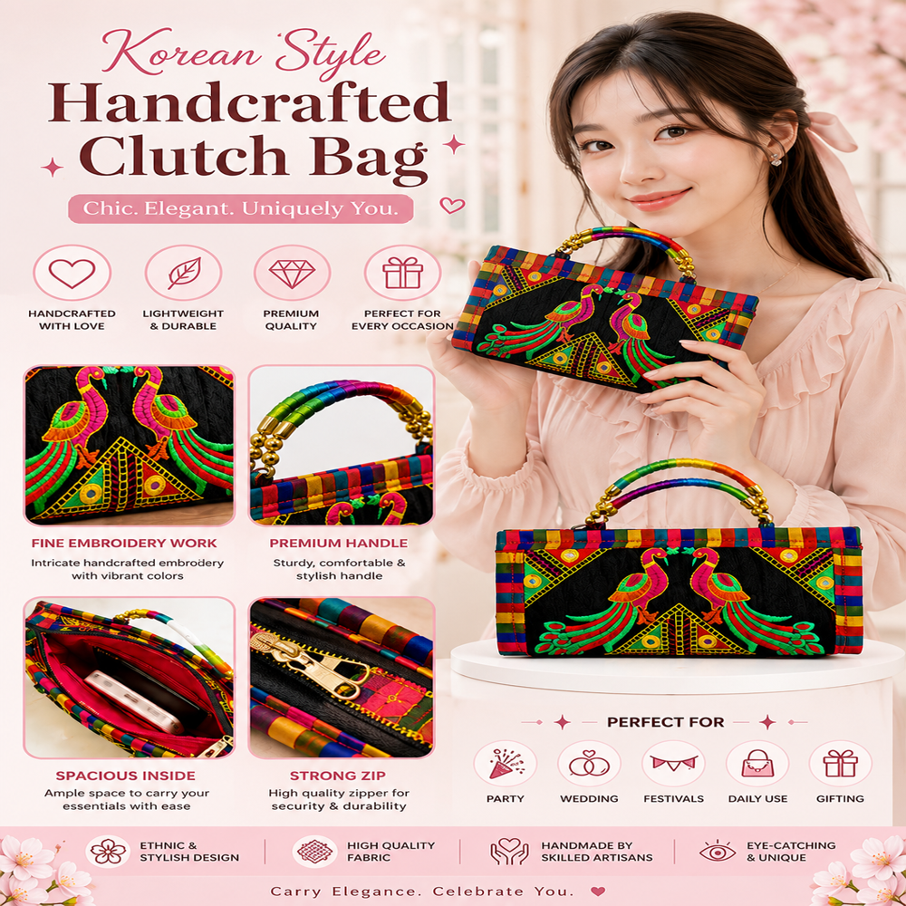 Premium Fabric Purse For Festival Occasion 139 - Color: Black