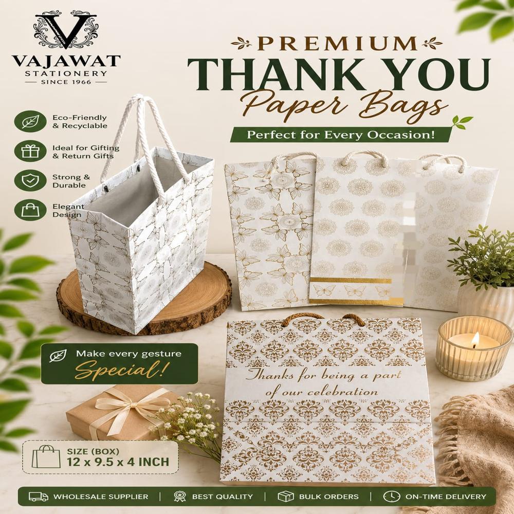 Flower and Metalic Printed Paper Bag For return gifts For all occasions