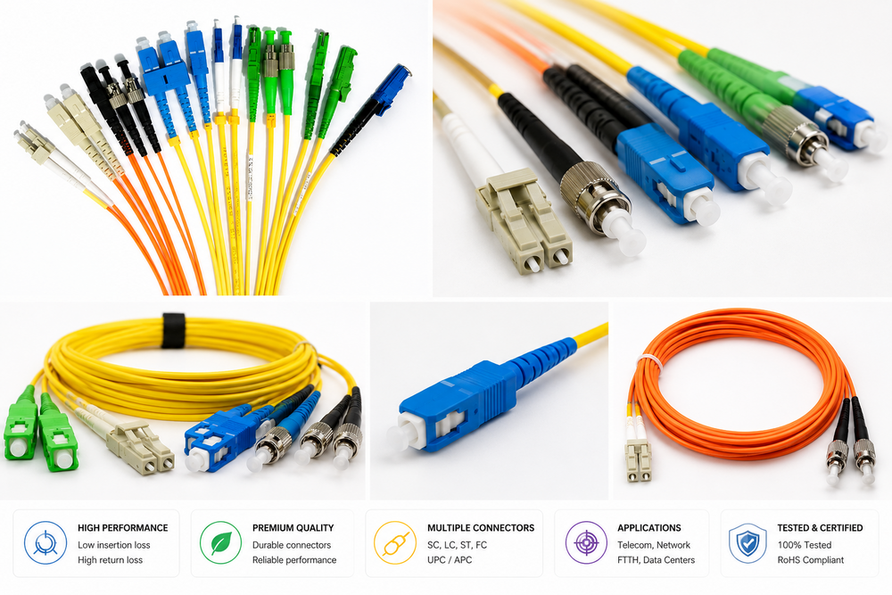 Fiber Optic Patch Cord - Available In 1 Mtr, 3 Mtr, 5 Mtr | Multicolor Design For Enhanced Connectivity