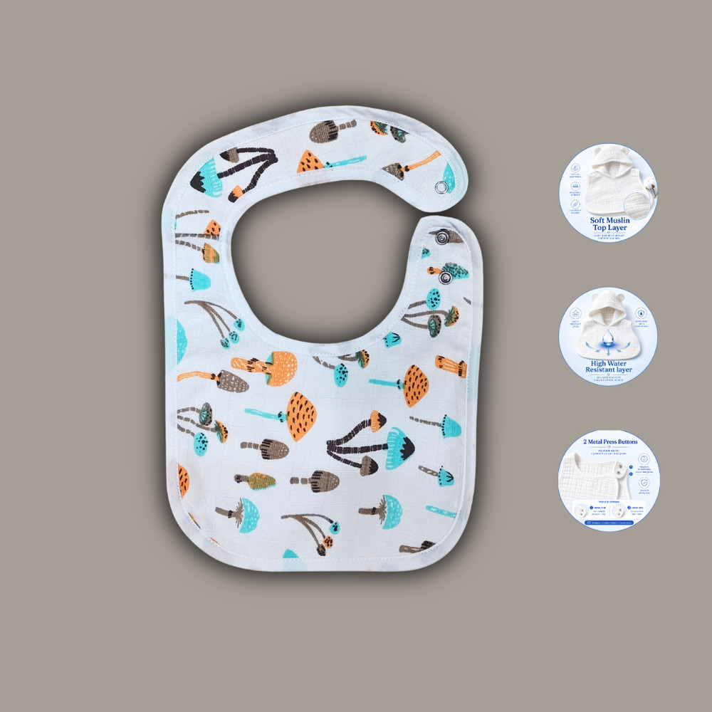 Mushroom Muslin Baby Bib