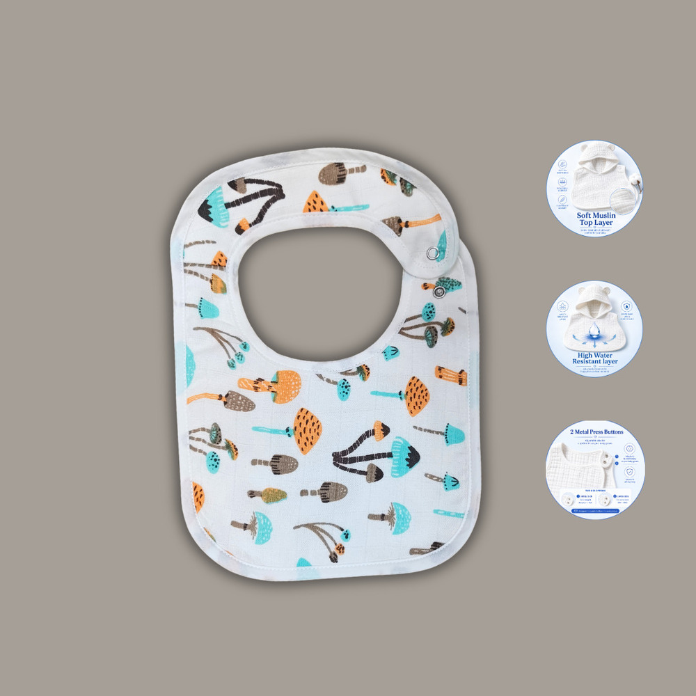Mushroom Muslin Baby Bib