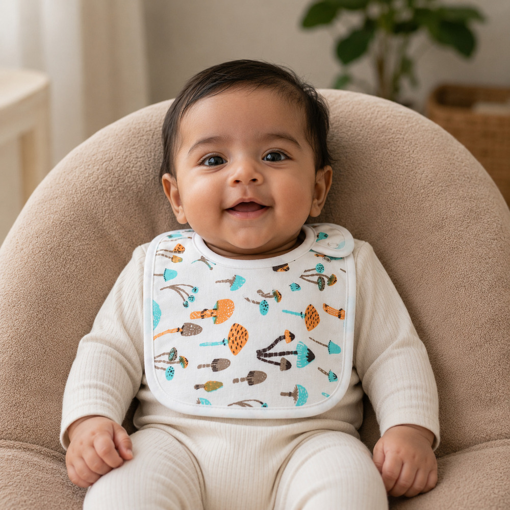 Mushroom Muslin Baby Bib