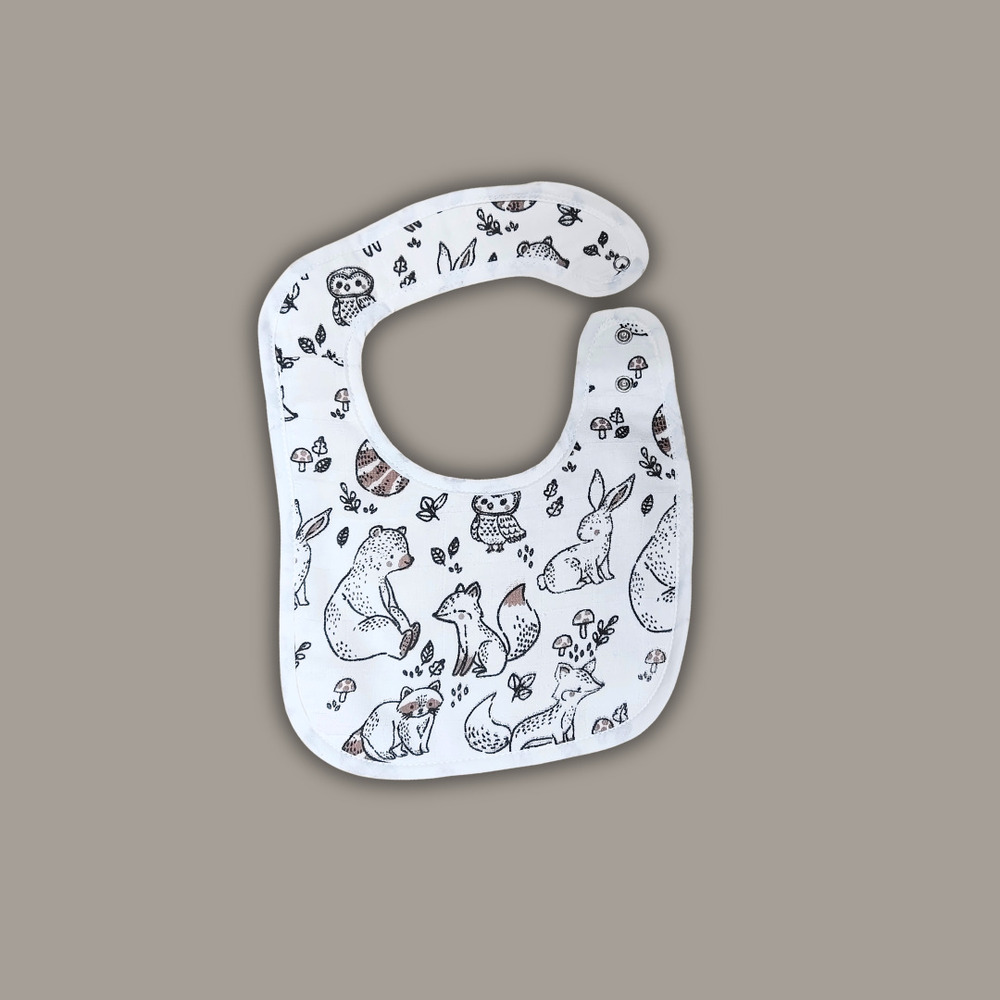 Forest Animals Muslin Baby Bib