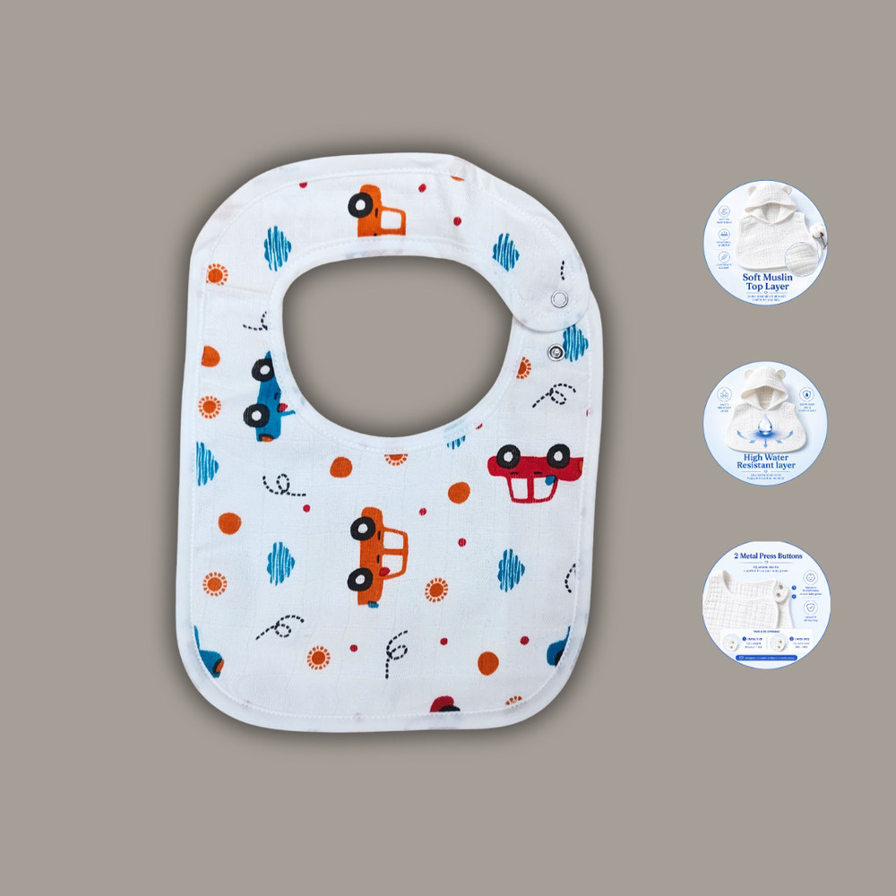 Car Design Muslin Baby Bib
