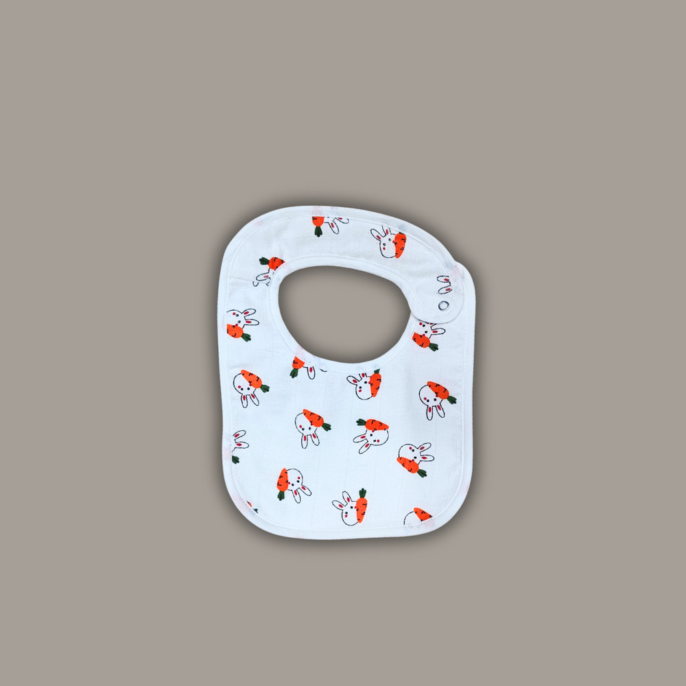 Carrot Bunny Muslin Baby Bib