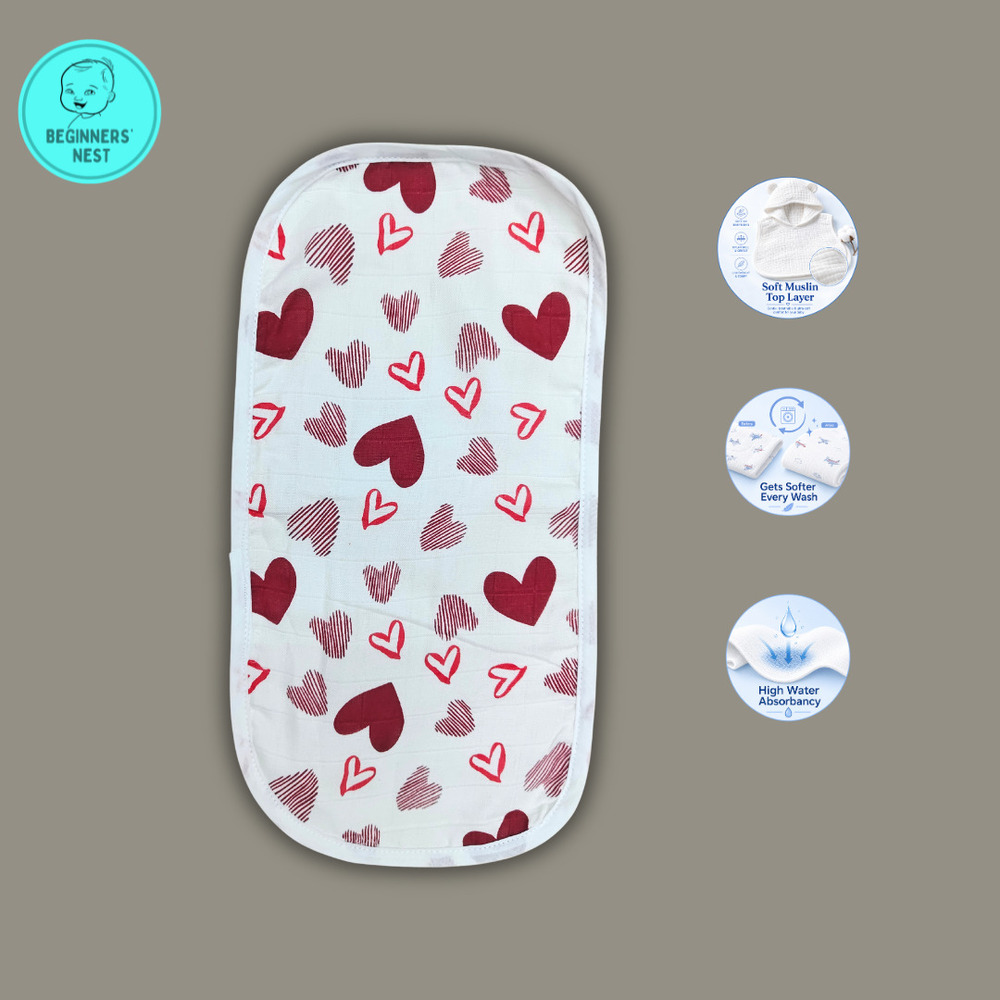 Heart Muslin Burp Cloth