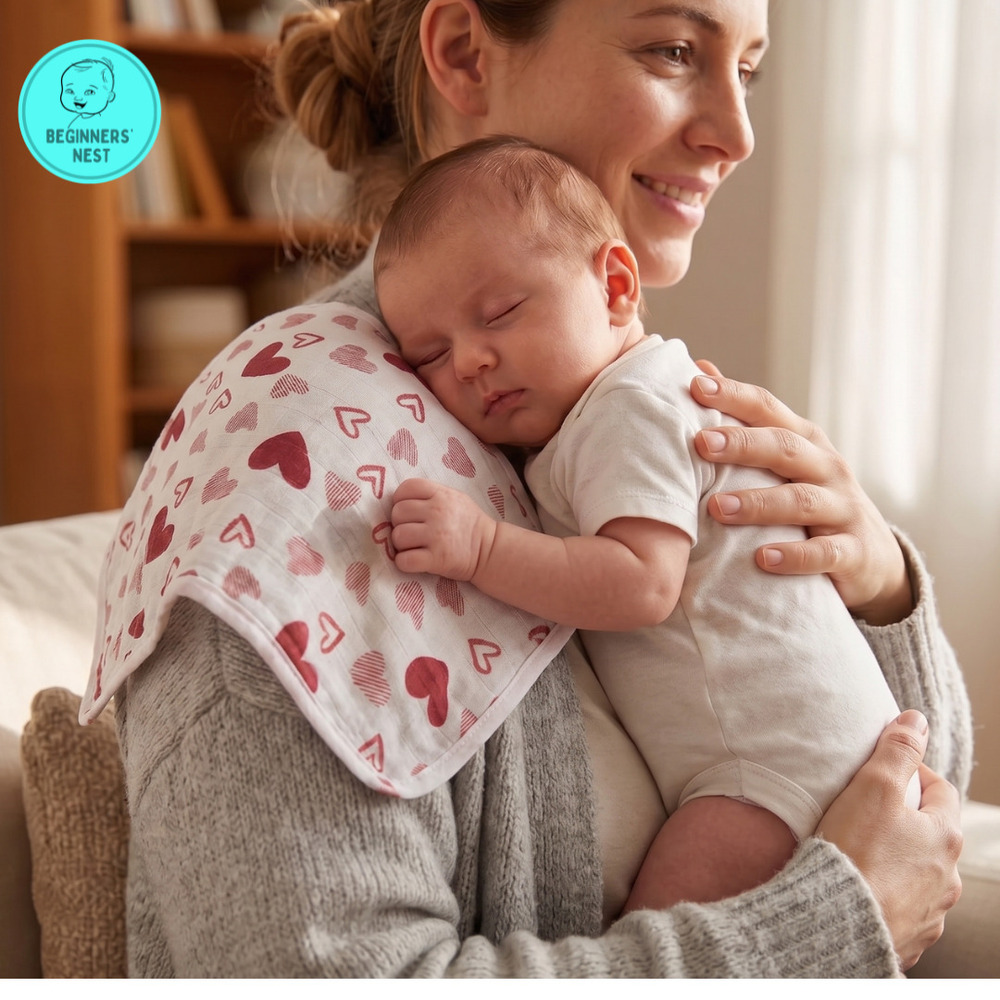 Heart Muslin Burp Cloth