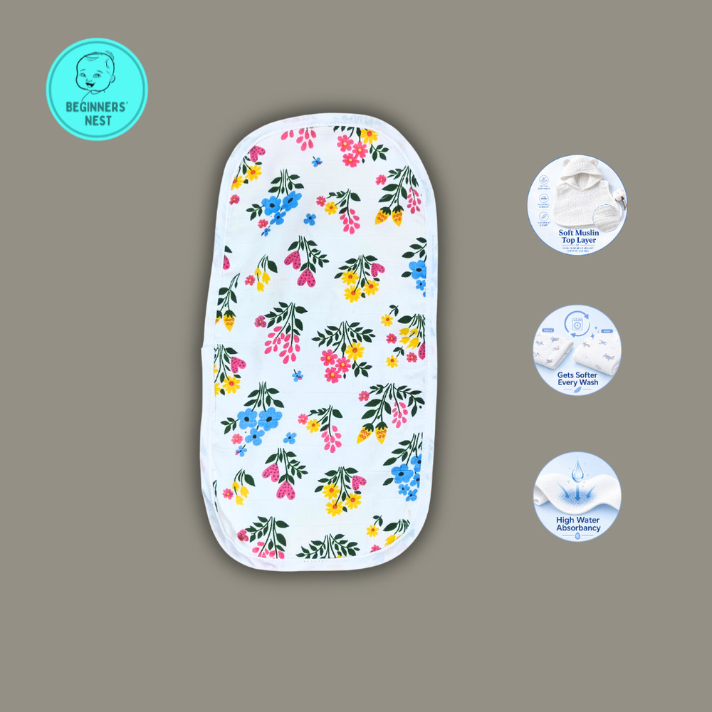 Little Flowers Muslin Baby Burp Cloth