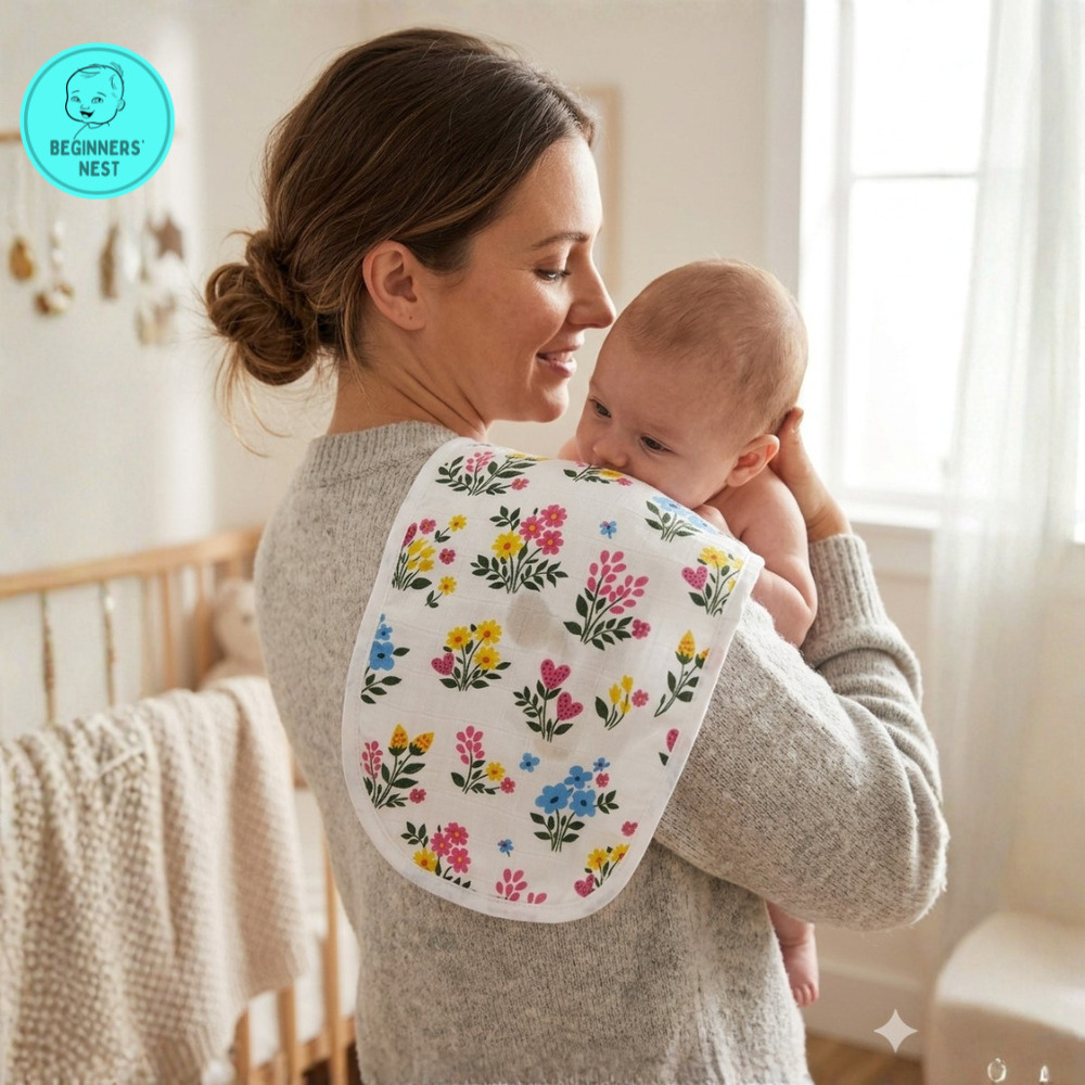 Little Flowers Muslin Baby Burp Cloth