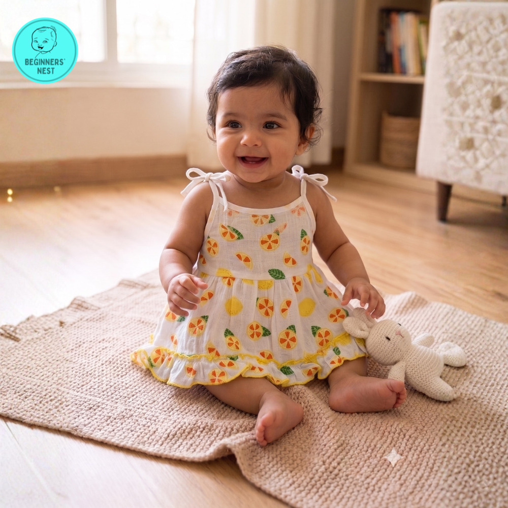 Yellow Lemon Muslin Frock
