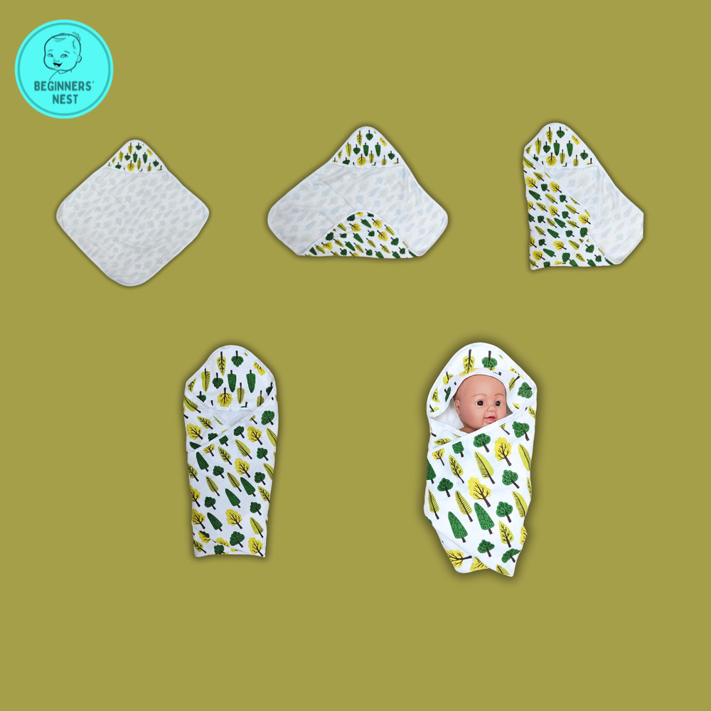 Green Trees Muslin Hooded Towel