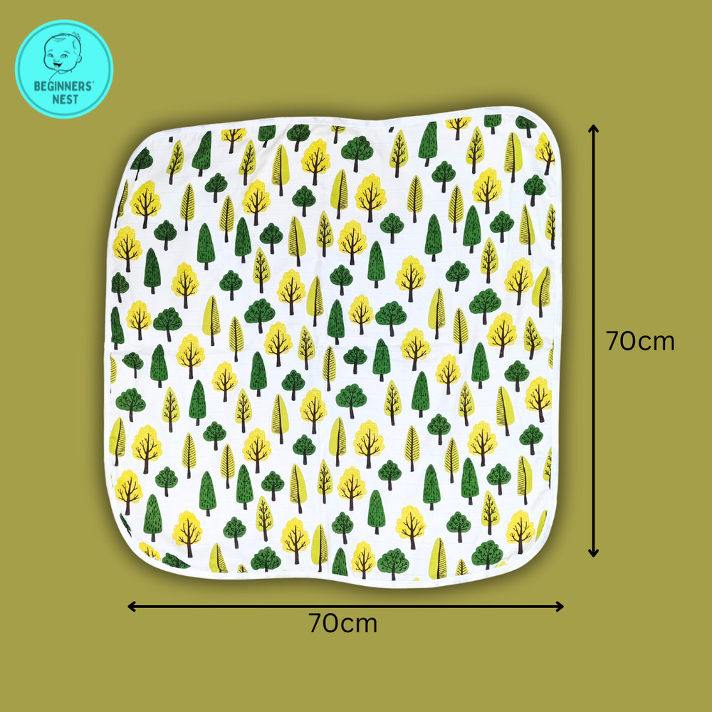 Green Trees Muslin Hooded Towel