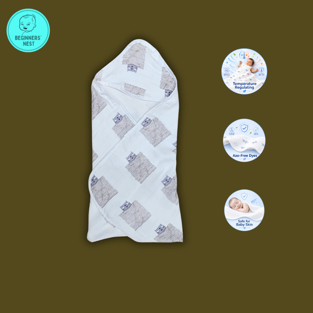 Awesome Owl Muslin Hooded Towel
