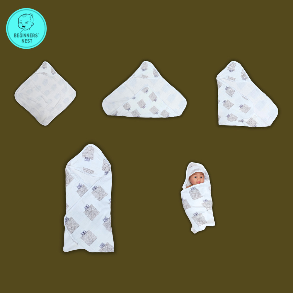 Awesome Owl Muslin Hooded Towel