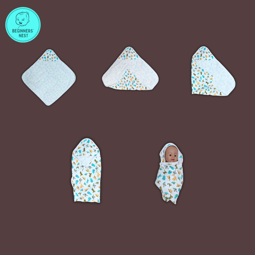 Dino Muslin Hooded Towel