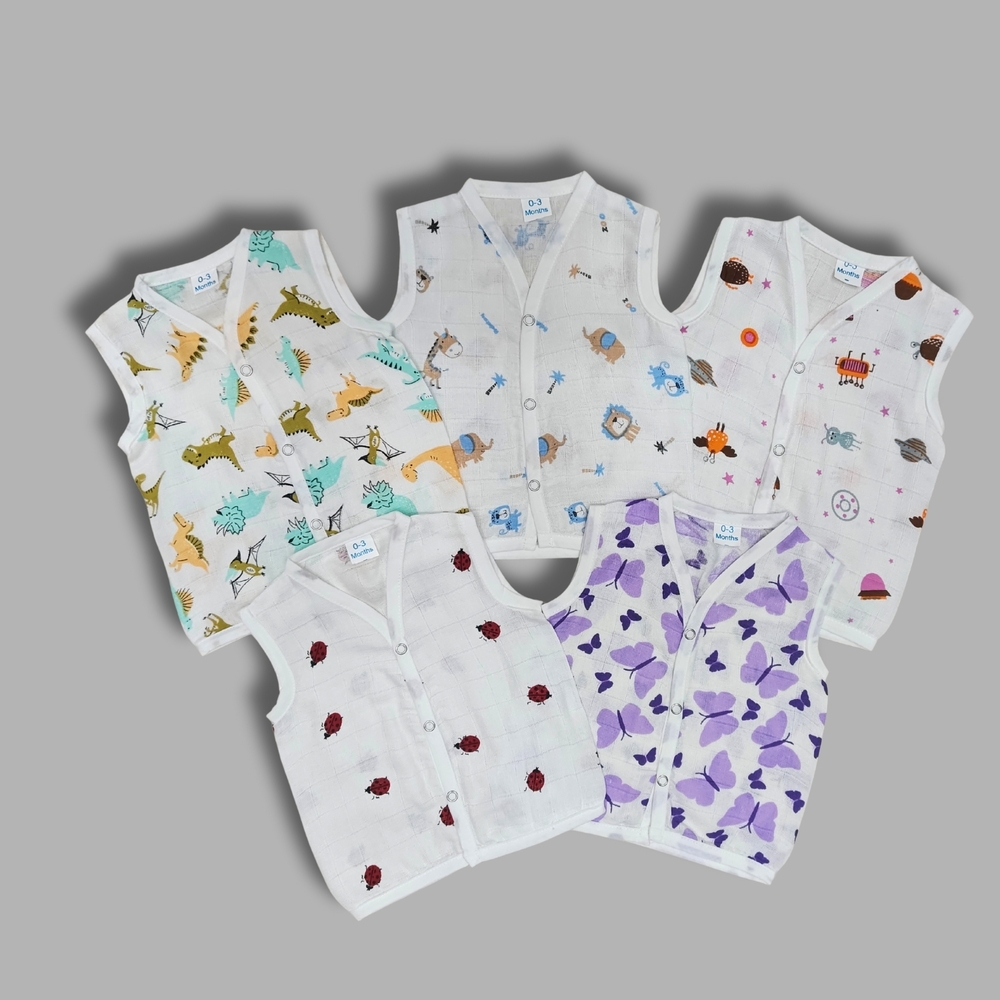 Dino And Alien Buddies Muslin Babywear Jabla Combo Set Of 5