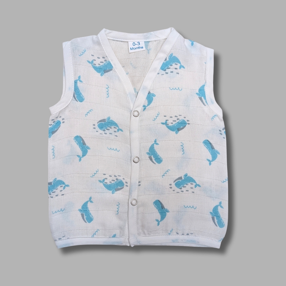 Blue Whale Muslin Babywear Jabla Set