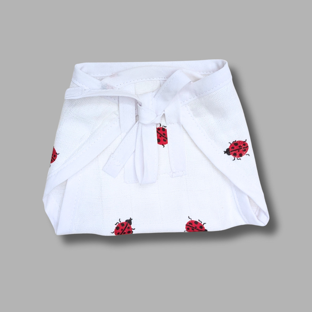 Red Ladybug Muslin Babywear Nappy