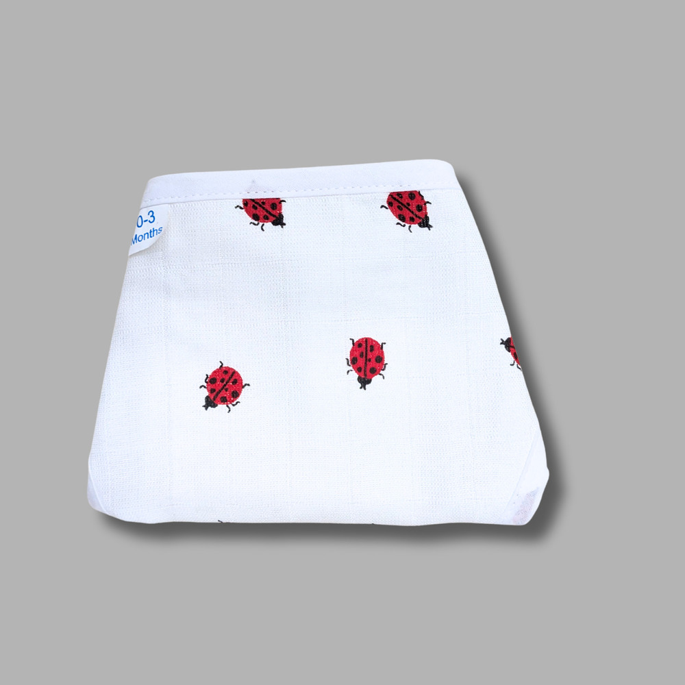 Red Ladybug Muslin Babywear Nappy