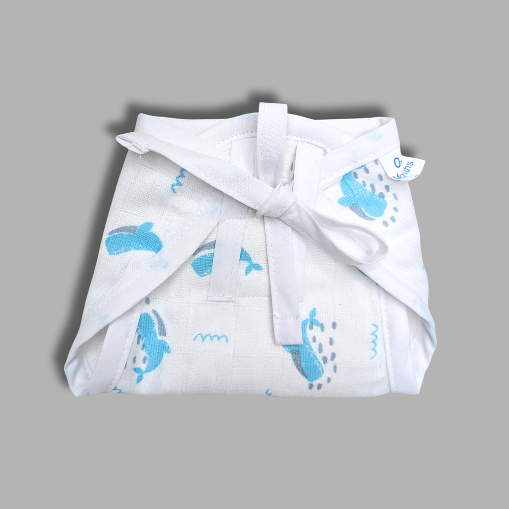 Blue Whale Muslin Babywear Nappy