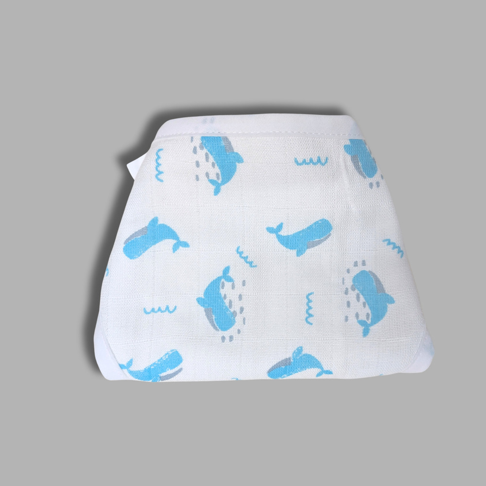 Blue Whale Muslin Babywear Nappy
