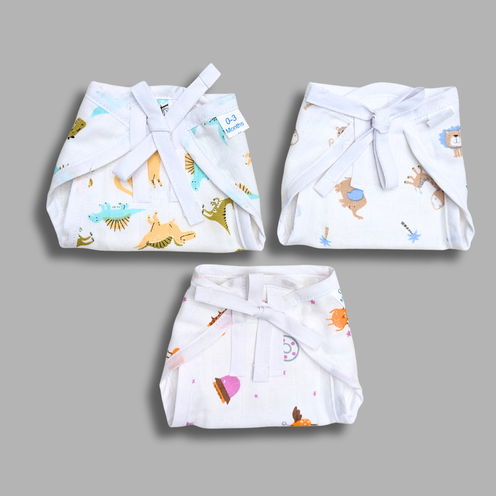 Dino And Alien Buddies Muslin Babywear Nappy Combo Set Of 3